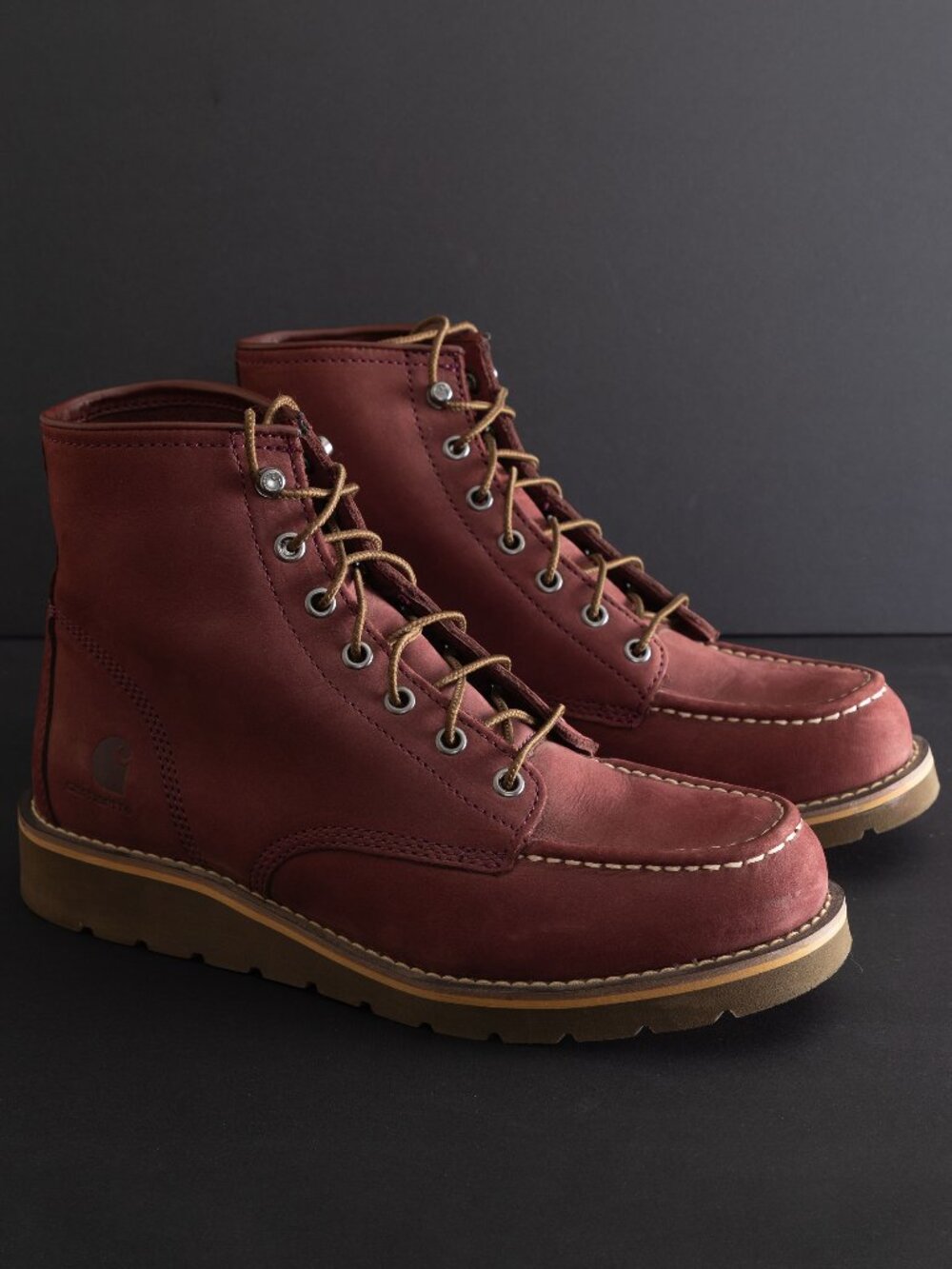 Carhartt Women’s 6" Waterproof Moc Toe Wedge Burgundy Work Boots 10M